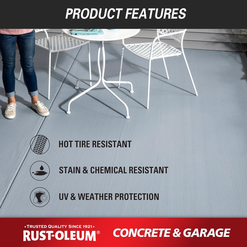 رست أوليوم طلاء علوي شفاف من Rust-Oleum 380896 للخرسانة والجراج، جالون، شفاف من الساتان - Image 5